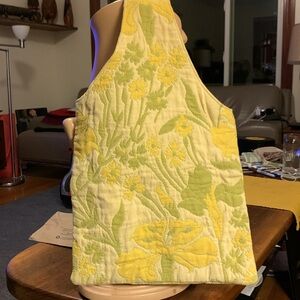 60’s MOD RETRO FLORAL MIDCENTURY HANDMADE VINTAGE  QUILTED STITCHED TEXTILE TOTE